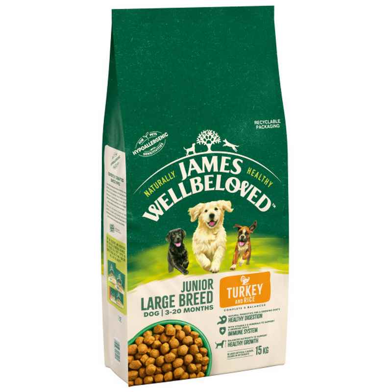 James Wellbeloved Junior Large Breed Turkey & Rice 15kg