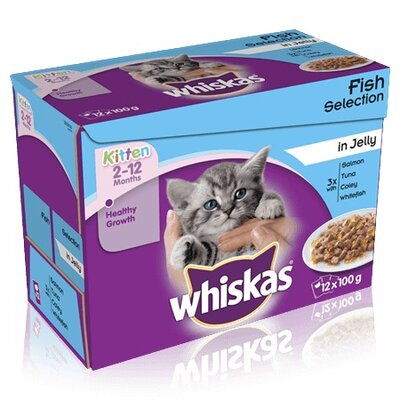 Whiskas Kitten 2-12 month Fish Selection in Jelly Pouches 4 x 12 x 85g