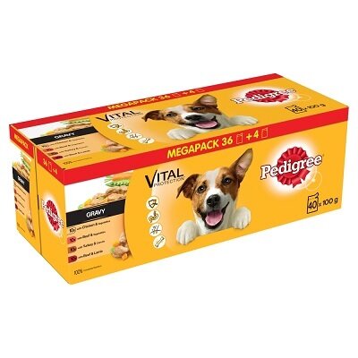 Pedigree Pouches Mixed Selection in Gravy or Jelly 40 for 36 x 100g Mega Pack *****Special Offer *****